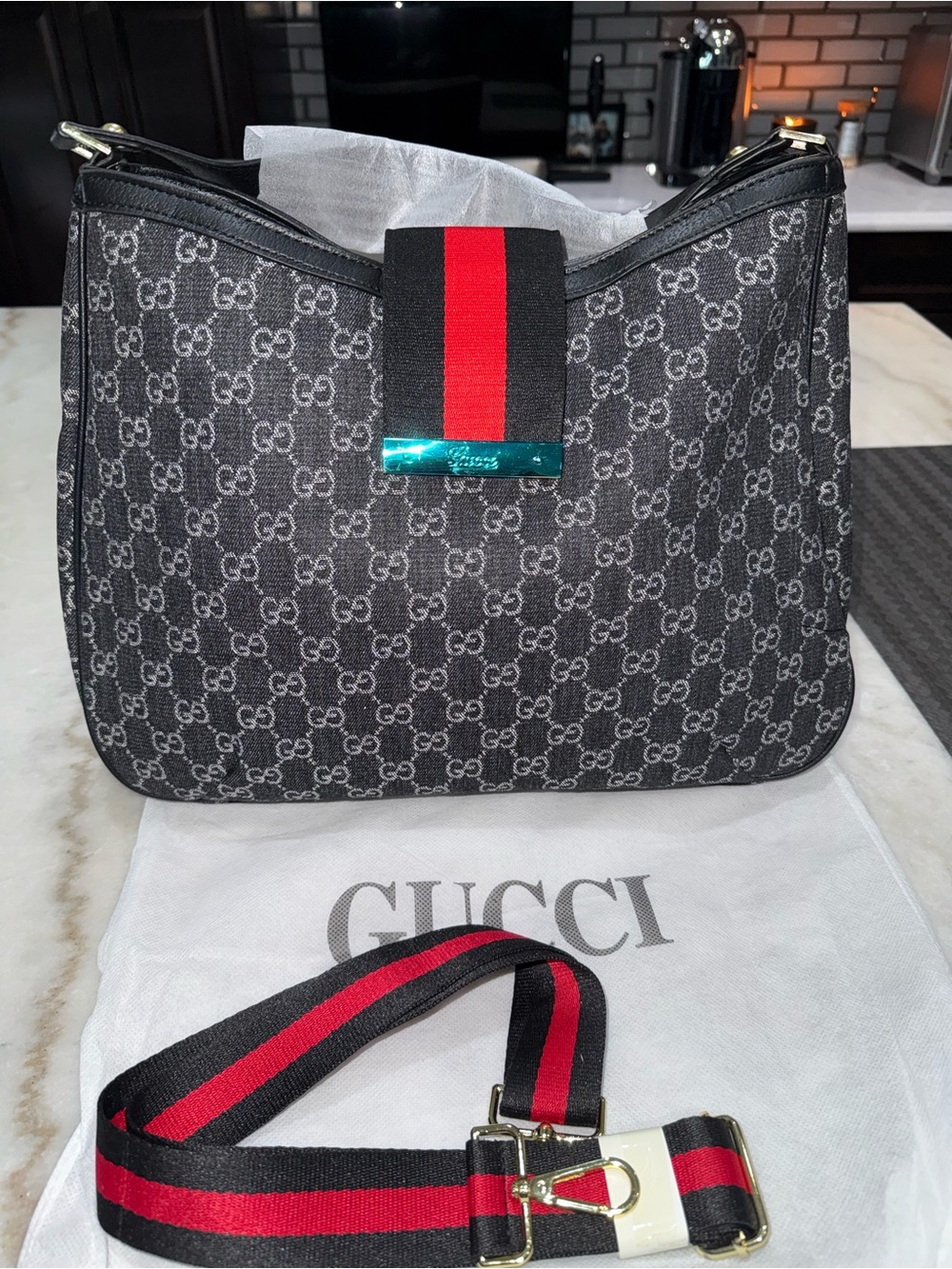 Gucci Web hobo canvas bag